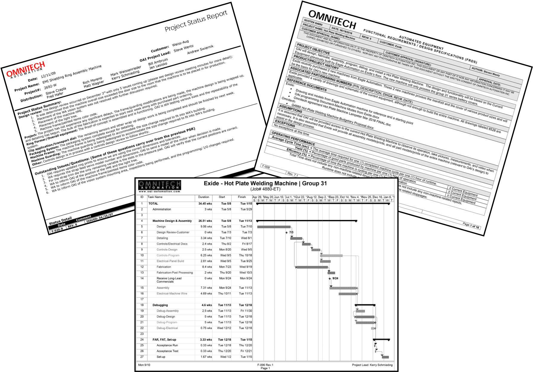 Collage of project management documents